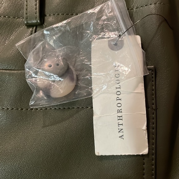 NWT Anthropologie Maeve Collete Green Faux Leather Crop Wide Leg Pants Size 32 - Picture 13 of 14